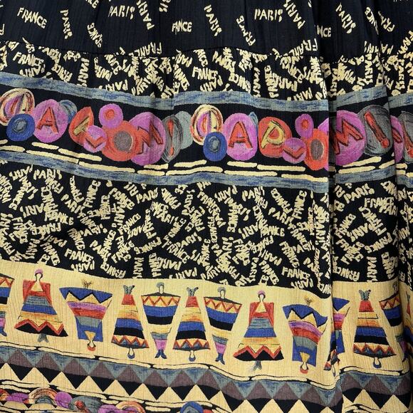 VTG Y2K Sz 4 Carole Little Skirt Cottagecore Abstract Boho Maxi Elastic Waist - Picture 4 of 12